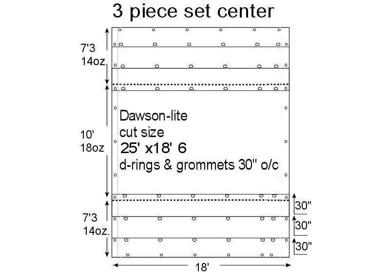 8 Drop 3 Piece Center Dawson Lite Lumber Tarp of Dawson Tarp in GA